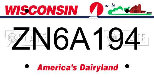 ZN6A194 Wisconsin License Plate