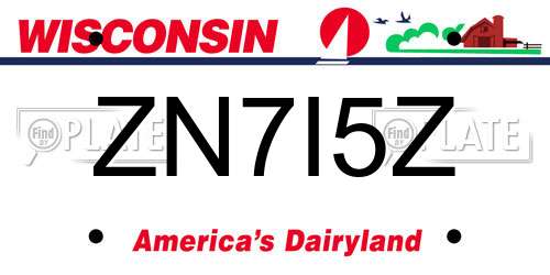 ZN7I5Z Wisconsin License Plate