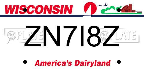 ZN7I8Z Wisconsin License Plate