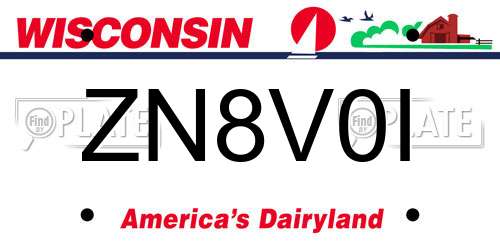 ZN8V0I Wisconsin License Plate