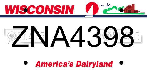 ZNA4398 Wisconsin License Plate