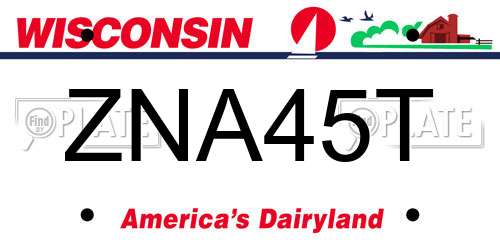ZNA45T Wisconsin License Plate