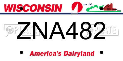 ZNA482 Wisconsin License Plate
