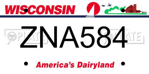ZNA584 Wisconsin License Plate
