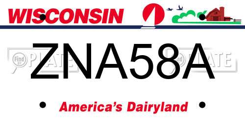 ZNA58A Wisconsin License Plate