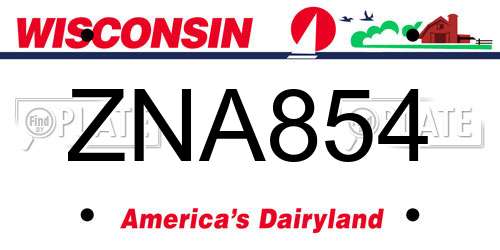 ZNA854 Wisconsin License Plate