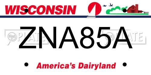 ZNA85A Wisconsin License Plate