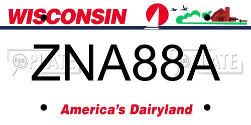 ZNA88A Wisconsin License Plate