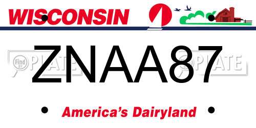 ZNAA87 Wisconsin License Plate