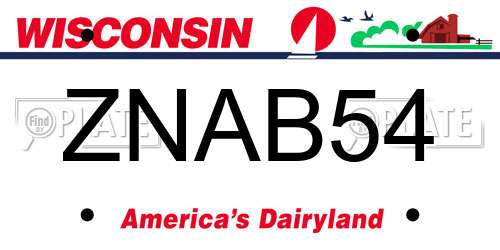 ZNAB54 Wisconsin License Plate
