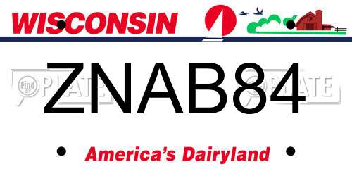 ZNAB84 Wisconsin License Plate