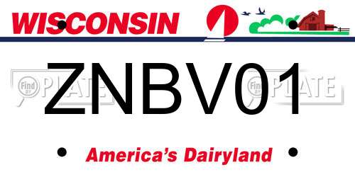 ZNBV01 Wisconsin License Plate
