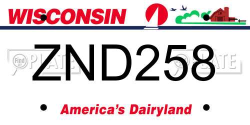 ZND258 Wisconsin License Plate