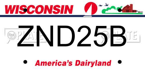 ZND25B Wisconsin License Plate