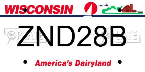 ZND28B Wisconsin License Plate