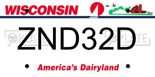ZND32D Wisconsin License Plate