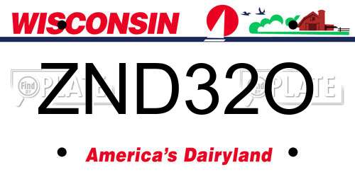 ZND32O Wisconsin License Plate
