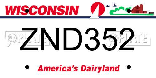 ZND352 Wisconsin License Plate