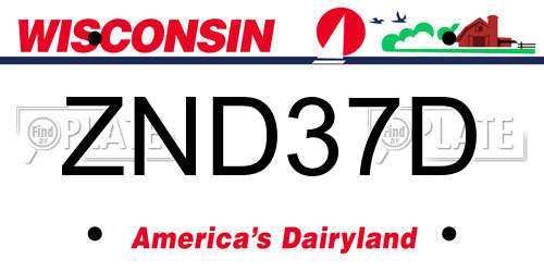 ZND37D Wisconsin License Plate