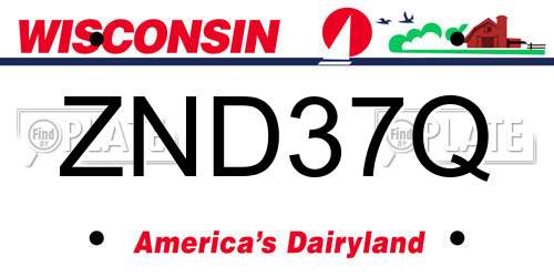 ZND37Q Wisconsin License Plate