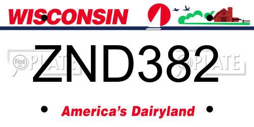 ZND382 Wisconsin License Plate