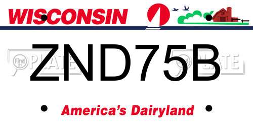 ZND75B Wisconsin License Plate