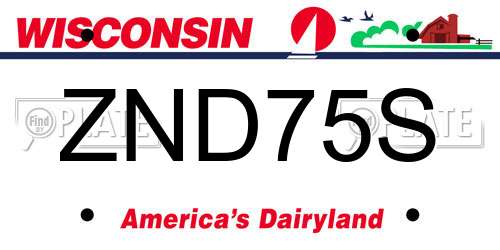ZND75S Wisconsin License Plate