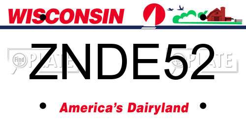 ZNDE52 Wisconsin License Plate