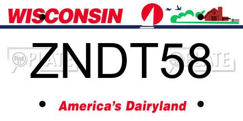 ZNDT58 Wisconsin License Plate