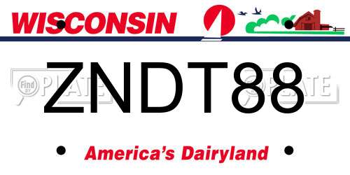 ZNDT88 Wisconsin License Plate
