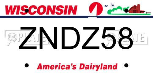 ZNDZ58 Wisconsin License Plate