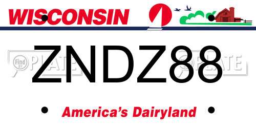 ZNDZ88 Wisconsin License Plate