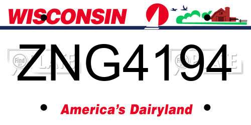 ZNG4194 Wisconsin License Plate