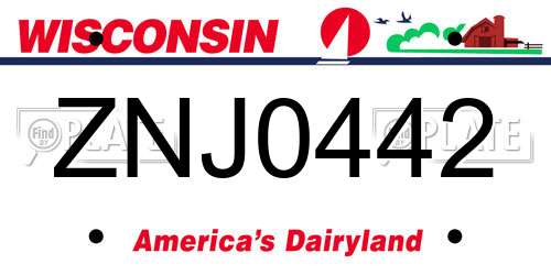 ZNJ0442 Wisconsin License Plate