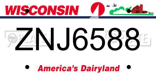 ZNJ6588 Wisconsin License Plate