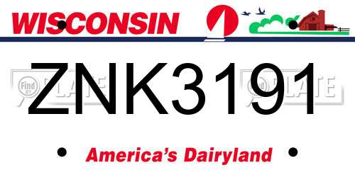 ZNK3191 Wisconsin License Plate