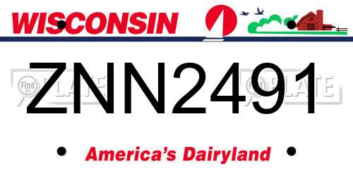 ZNN2491 Wisconsin License Plate