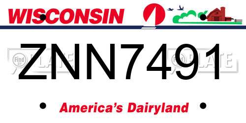 ZNN7491 Wisconsin License Plate