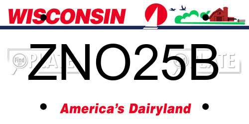 ZNO25B Wisconsin License Plate