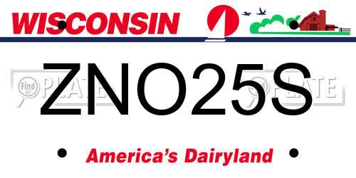 ZNO25S Wisconsin License Plate