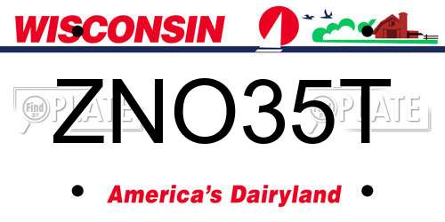ZNO35T Wisconsin License Plate