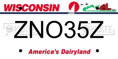 ZNO35Z Wisconsin License Plate