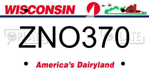 ZNO370 Wisconsin License Plate