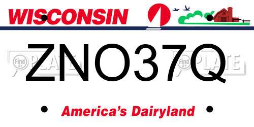 ZNO37Q Wisconsin License Plate
