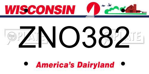ZNO382 Wisconsin License Plate