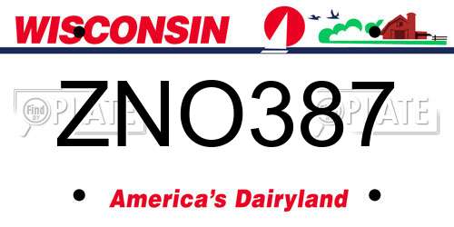 ZNO387 Wisconsin License Plate