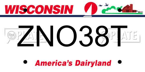 ZNO38T Wisconsin License Plate