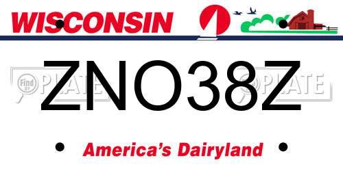 ZNO38Z Wisconsin License Plate