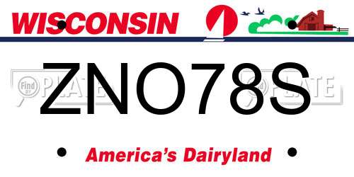 ZNO78S Wisconsin License Plate