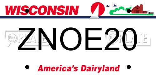 ZNOE20 Wisconsin License Plate
